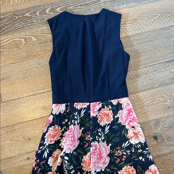 Vince Camuto Navy and Pink Floral Blouson Jumpsuit - Picture 7 of 8